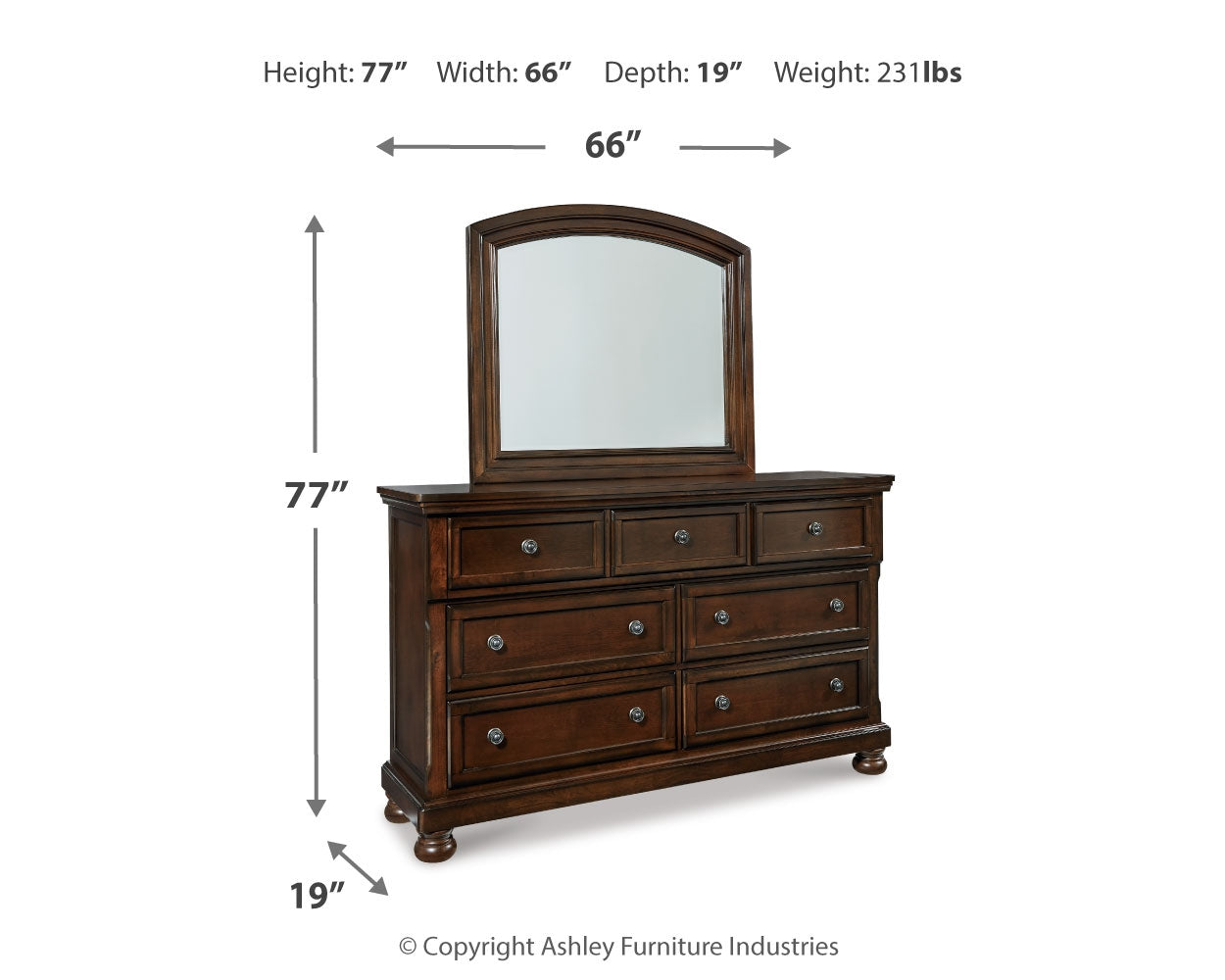 Porter Queen Panel Bedroom Set with Dresser, Mirror, Chest and 2 Nightstands