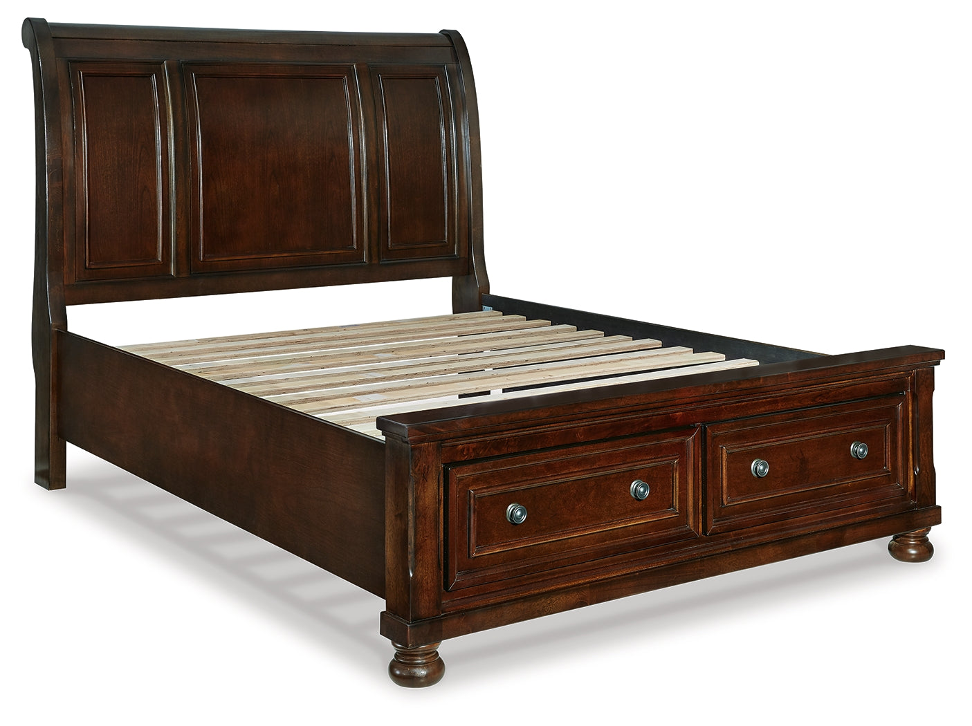 Porter Rustic Brown Queen Sleigh Bedroom Set with Dresser, Mirror, Chest and Nightstand