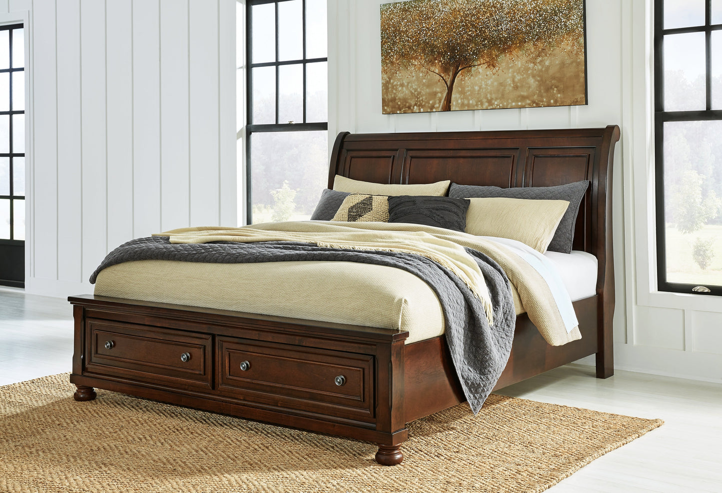 Porter Rustic Brown King Sleigh Bed