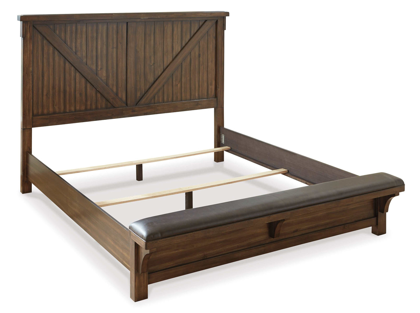 Lakeleigh Brown King Panel Bed w/ Uph. Bench