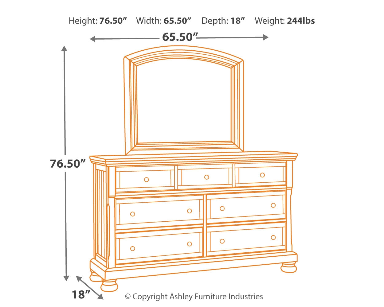 Flynnter Medium Brown Queen Sleigh Storage Bedroom Set with Dresser, Mirror and Nightstand