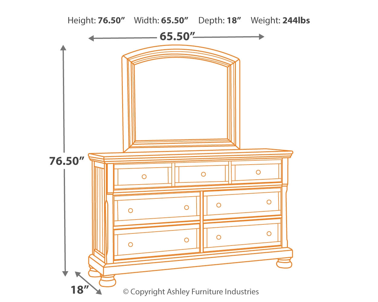 Flynnter Medium Brown King Panel Bedroom Set with Dresser, Mirror and 2 Nightstands