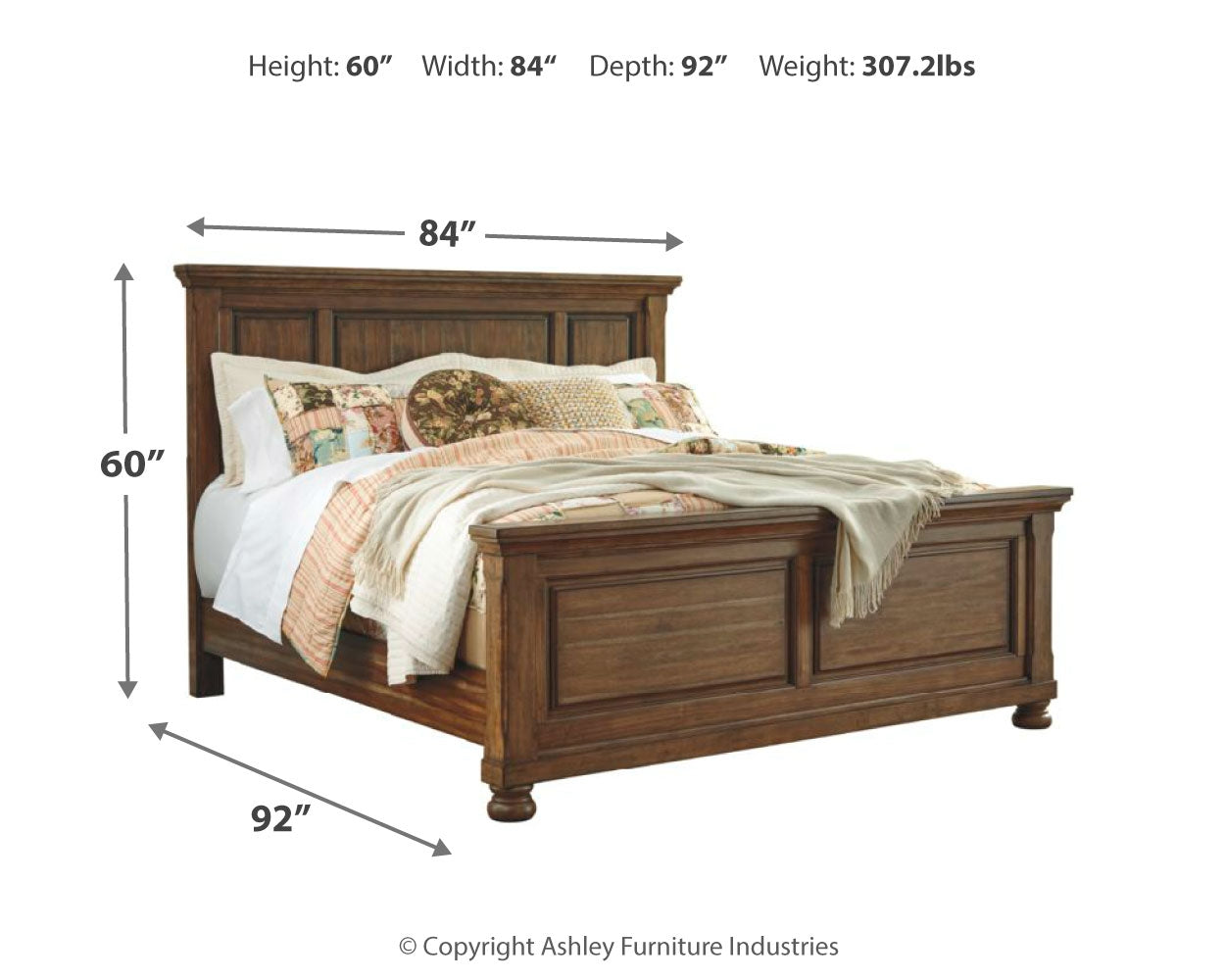 Flynnter Medium Brown King Panel Bedroom Set with Dresser, Mirror and 2 Nightstands