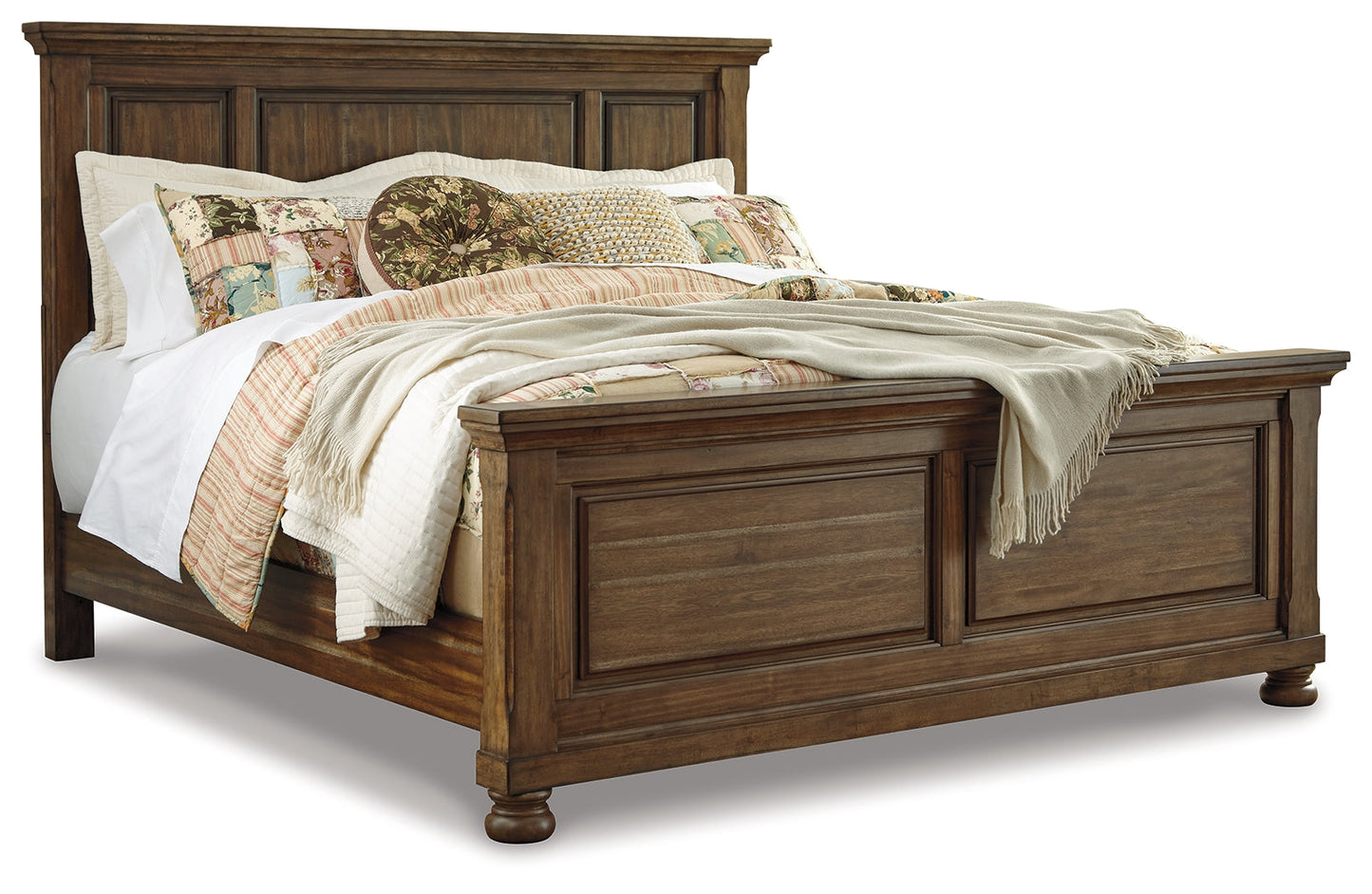 Flynnter Medium Brown King Panel Bedroom Set with Dresser, Mirror and 2 Nightstands