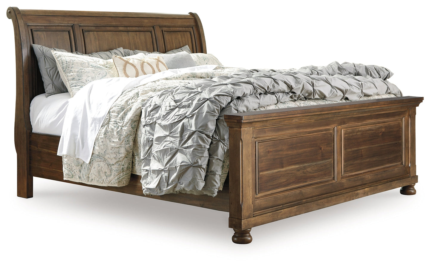 Flynnter Medium Brown King Sleigh Bed