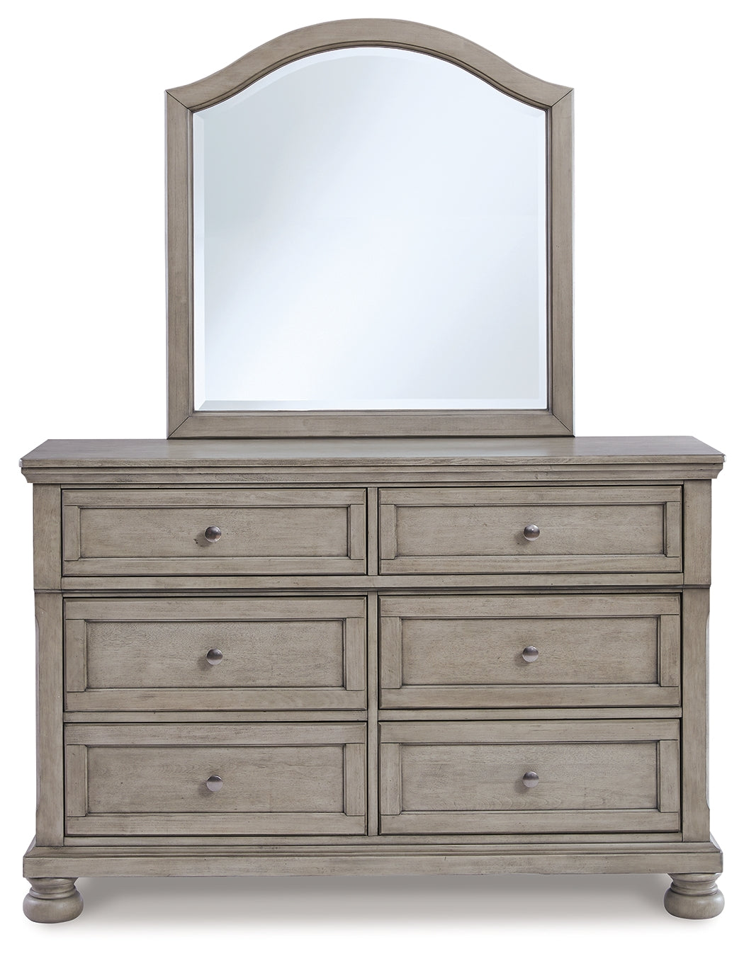Lettner Light Gray Twin Sleigh Storage Bedroom Set with Dresser and Mirror