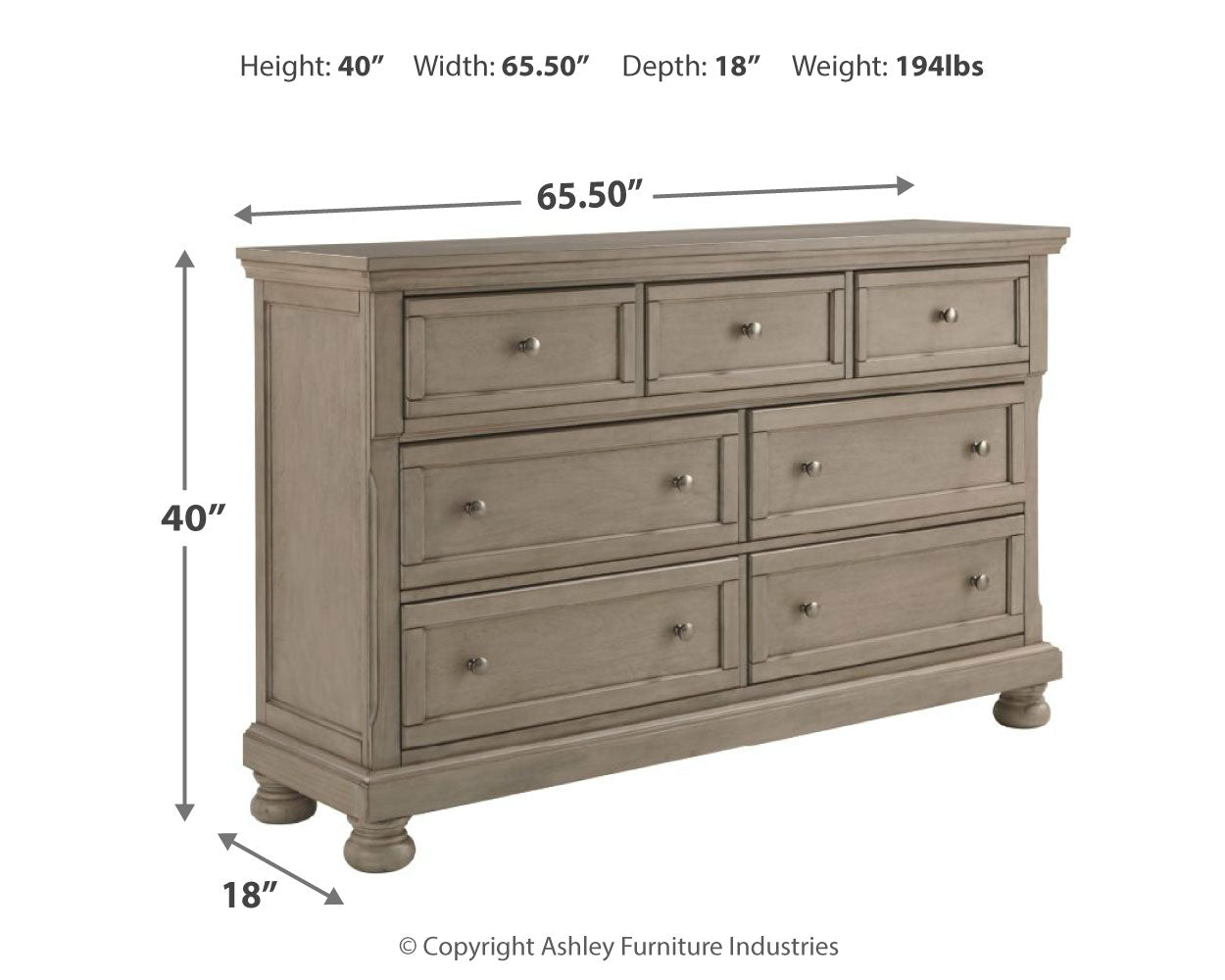 Lettner Light Gray California King Panel Bedroom Set with Dresser, Chest and 2 Nightstands