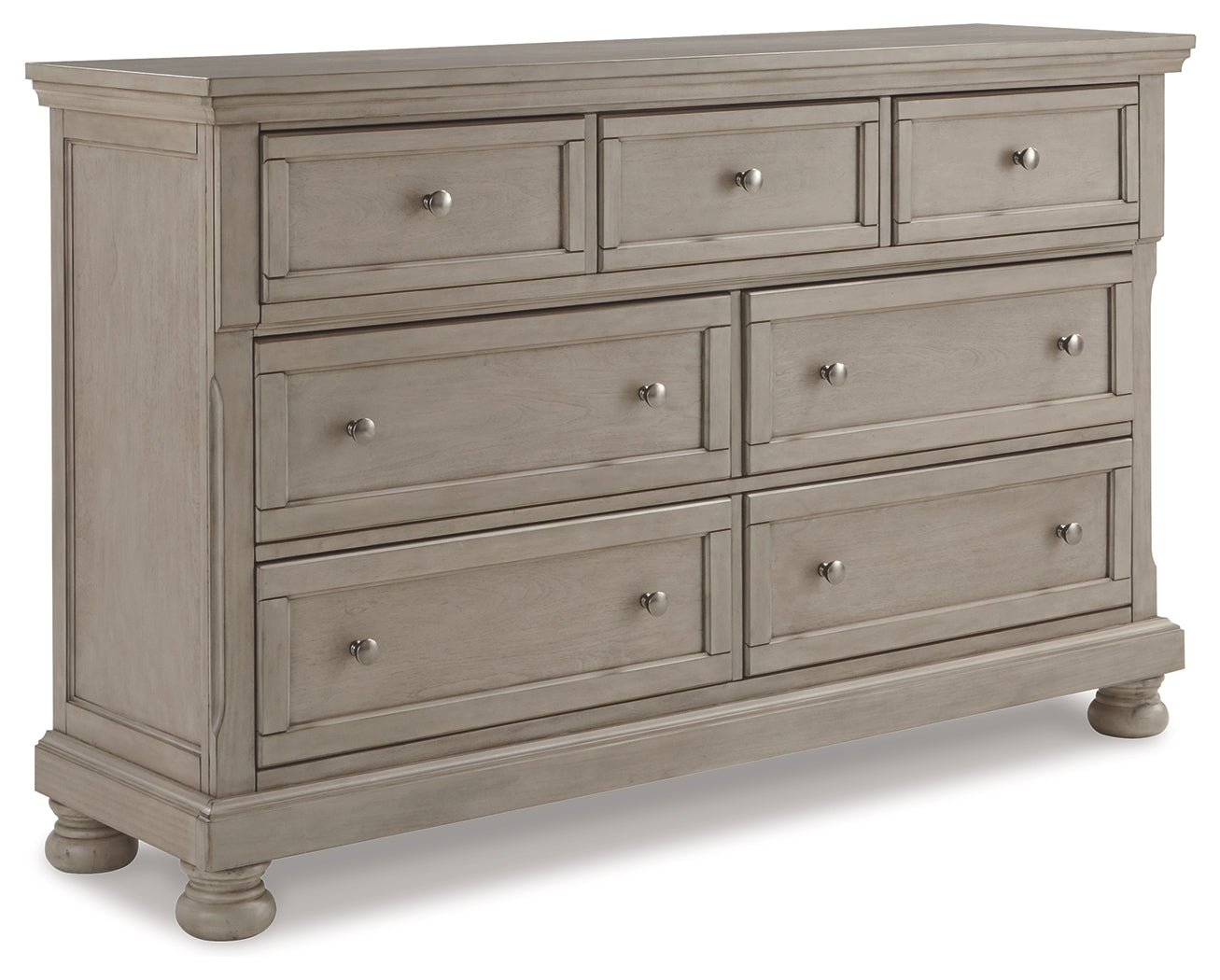 Lettner Light Gray California King Panel Bedroom Set with Dresser, Chest and 2 Nightstands