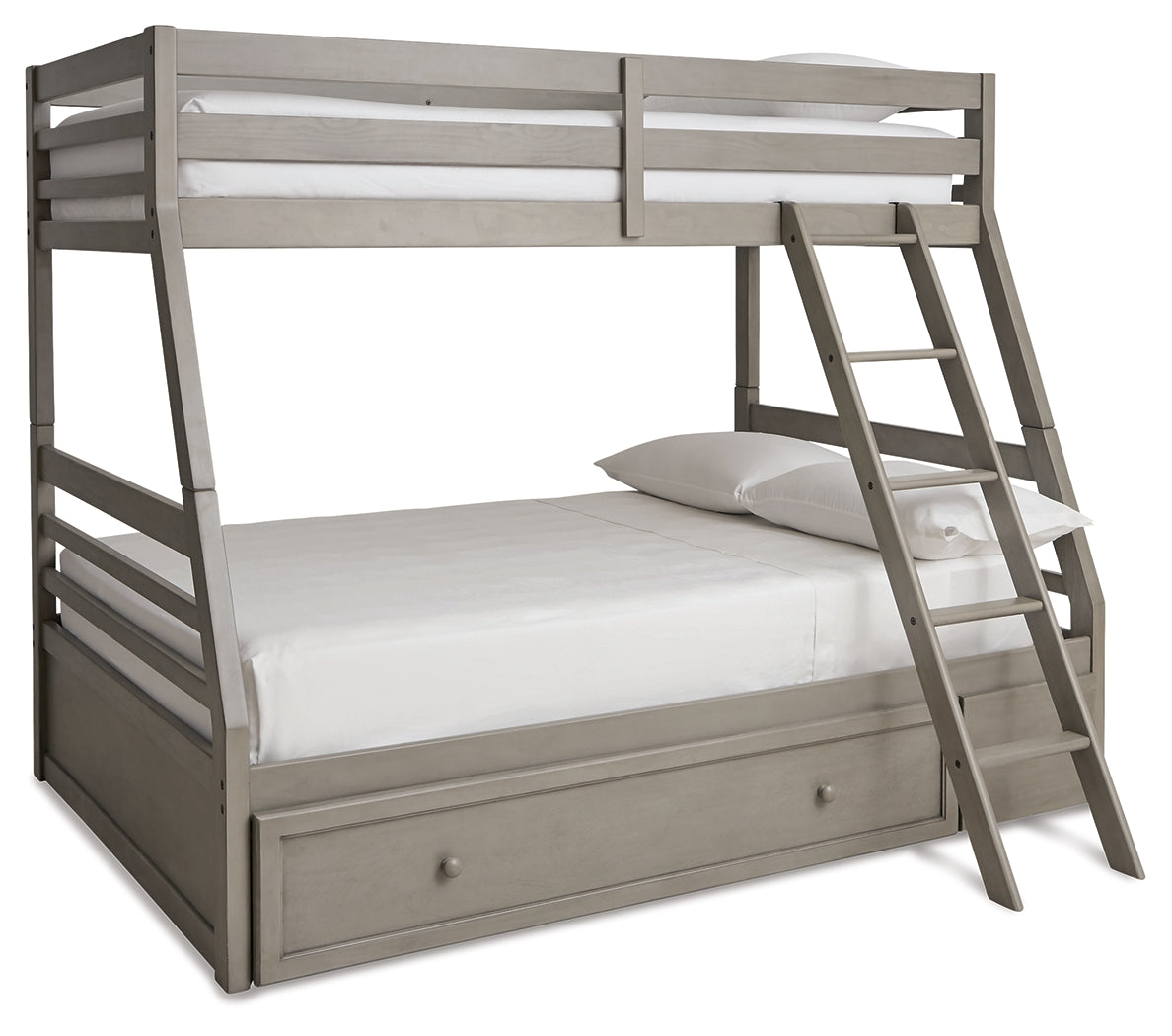 Lettner Light Gray Twin over Full Bunk Bedroom Set with Dresser