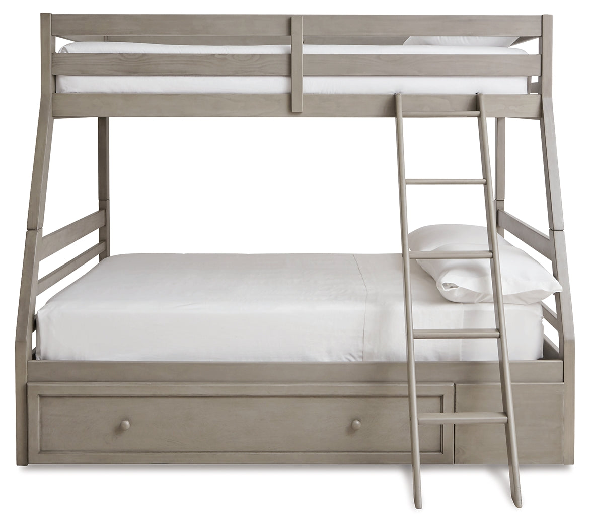 Lettner Light Gray Twin over Full Bunk Bedroom Set with Dresser