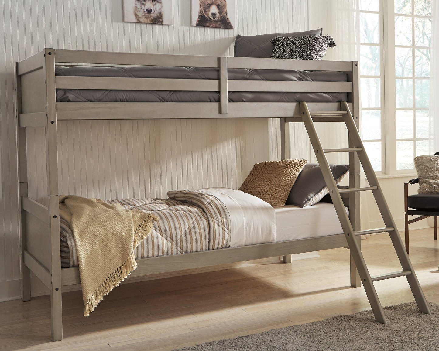 Lettner Twin over Twin Bunk Bedroom Set with 2 Mattresses