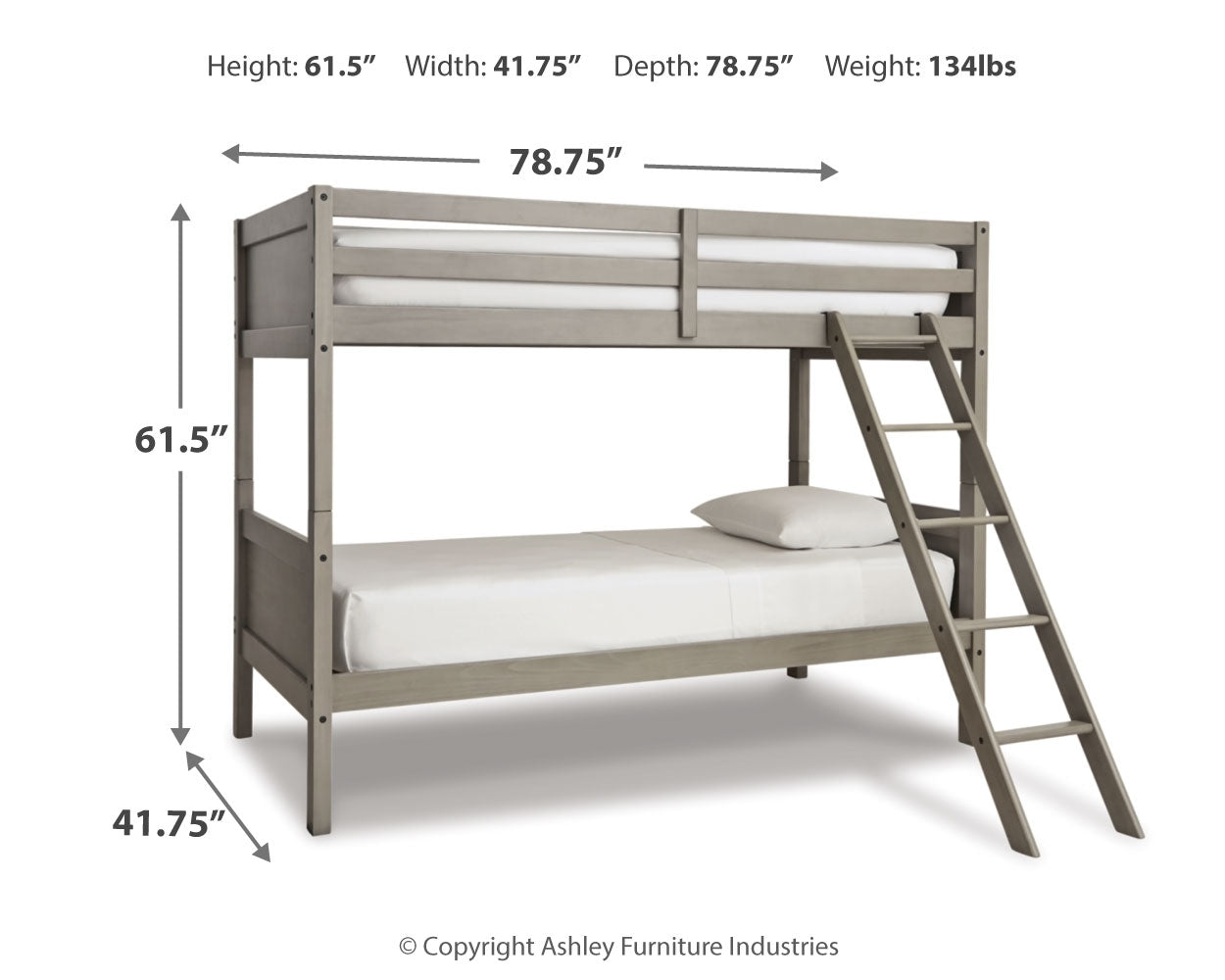 Lettner Twin over Twin Bunk Bedroom Set with 2 Mattresses