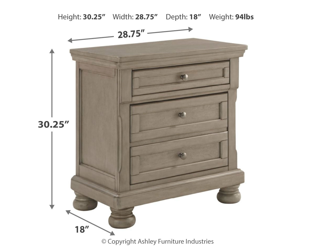 Lettner Light Gray California King Panel Bedroom Set with Dresser, Chest and 2 Nightstands