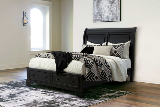 Chylanta Black Queen Sleigh Storage Bed