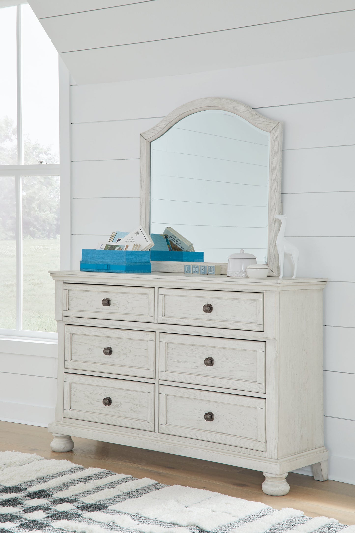 Robbinsdale Antique White Dresser and Mirror