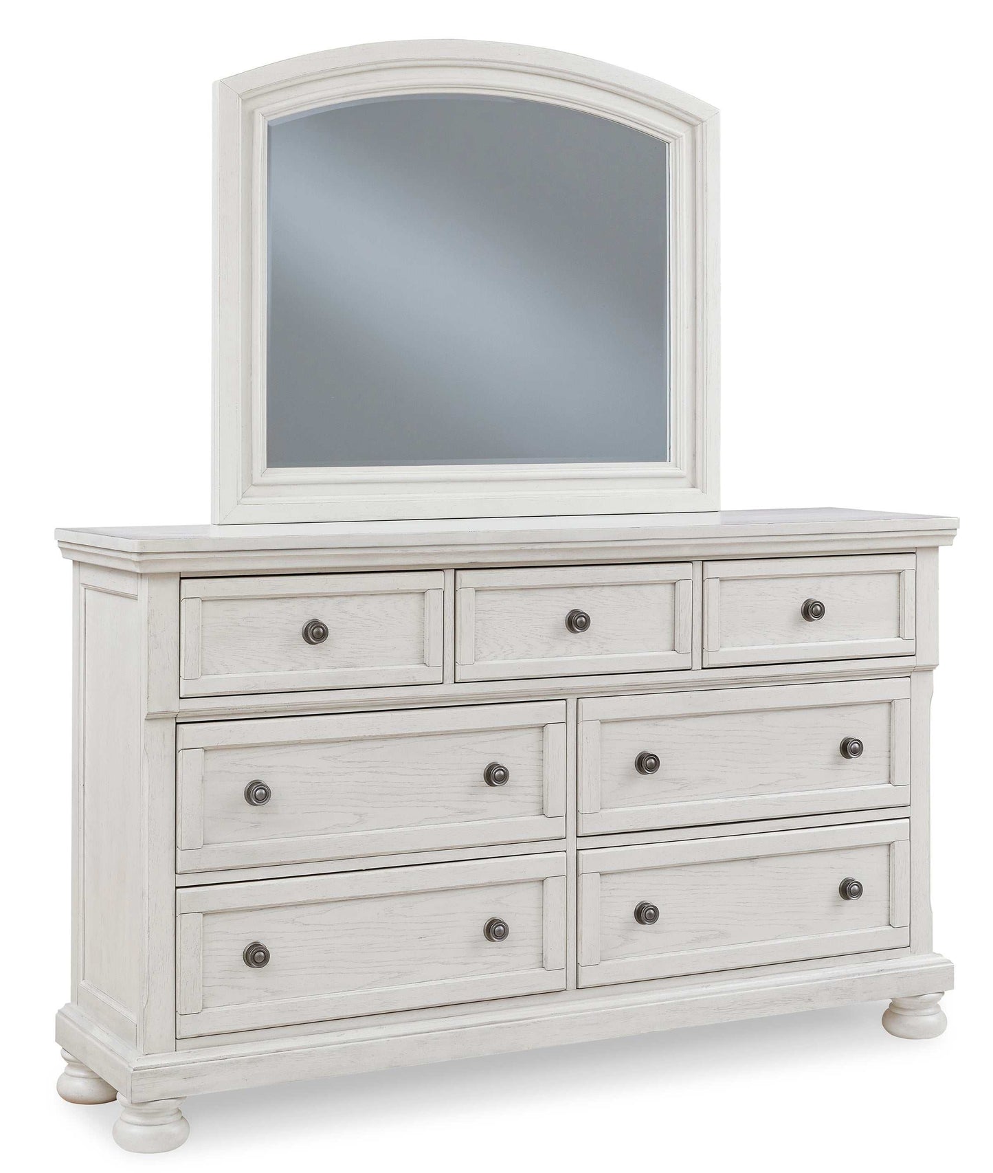 Robbinsdale Antique White Mirrored Dresser w/ 7 Drawers