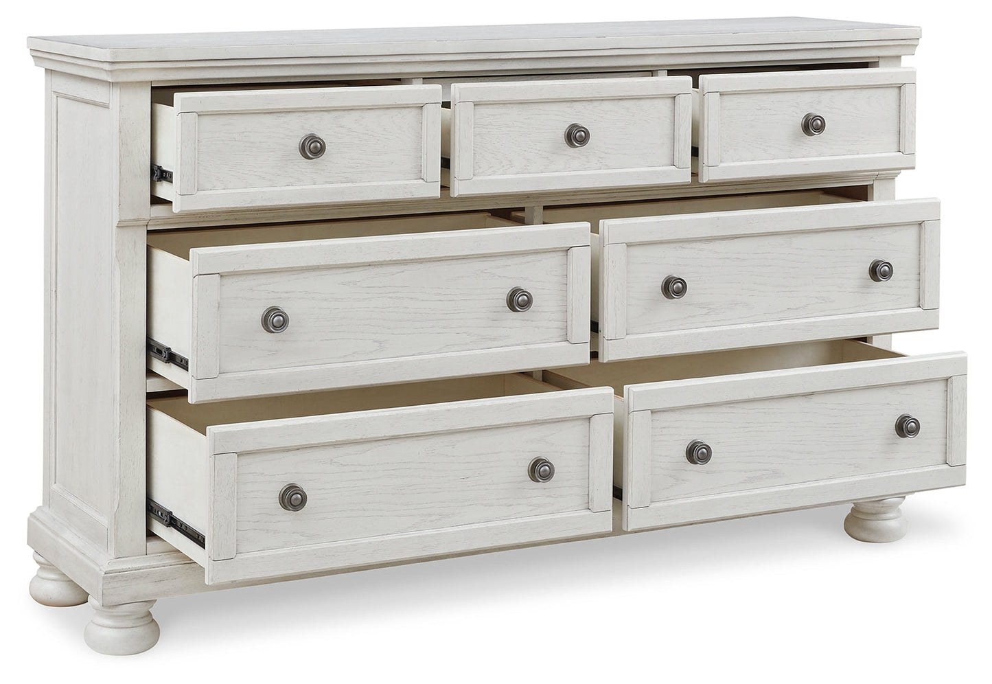 Robbinsdale White Twin Sleigh Storage Bedroom Set with Dresser