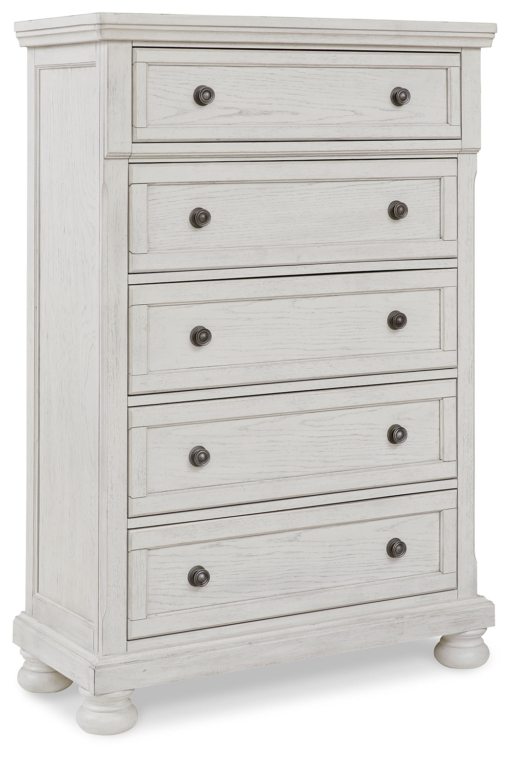 Robbinsdale White Queen Panel Storage Bedroom Set with Dresser, Mirror and Chest