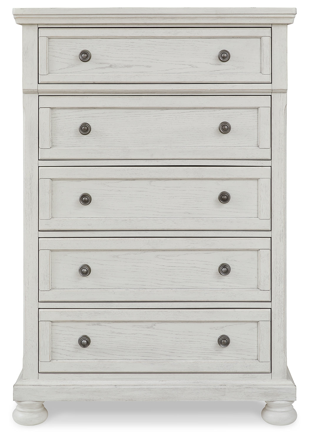 Robbinsdale White Queen Panel Storage Bedroom Set with Dresser, Mirror and Chest