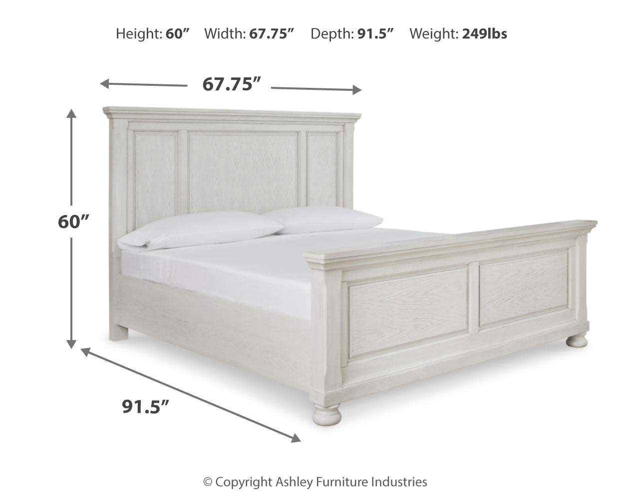 Robbinsdale White Queen Panel Bedroom Set with Dresser and Mirror