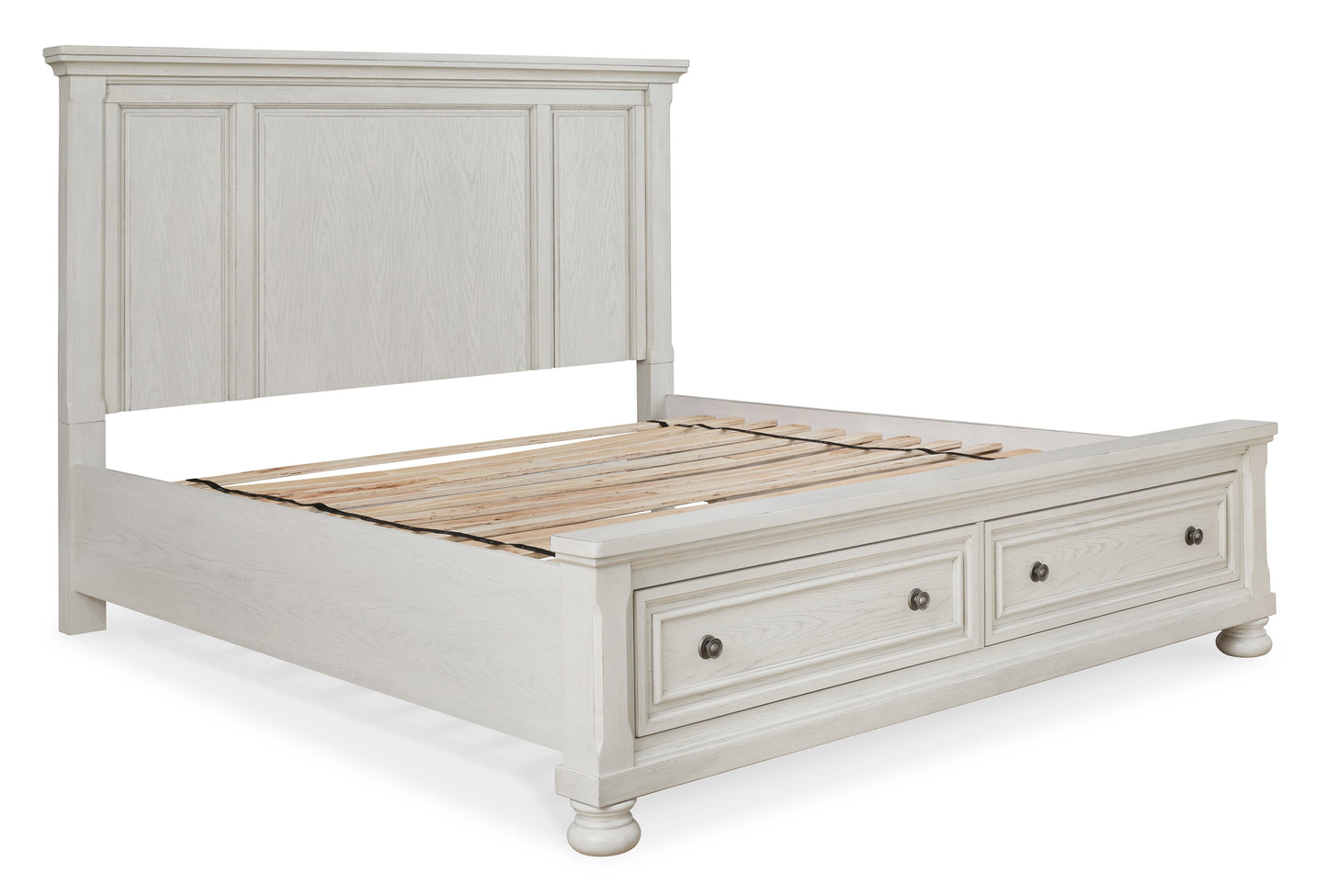 Robbinsdale White Queen Storage Bedroom Set with Dresser, Mirror and Nightstand