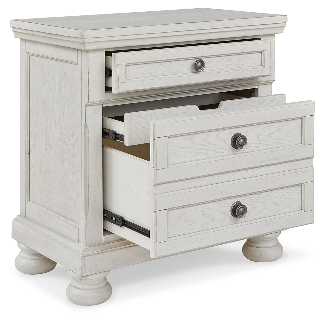 Robbinsdale White Queen Storage Bedroom Set with Dresser, Mirror and Nightstand
