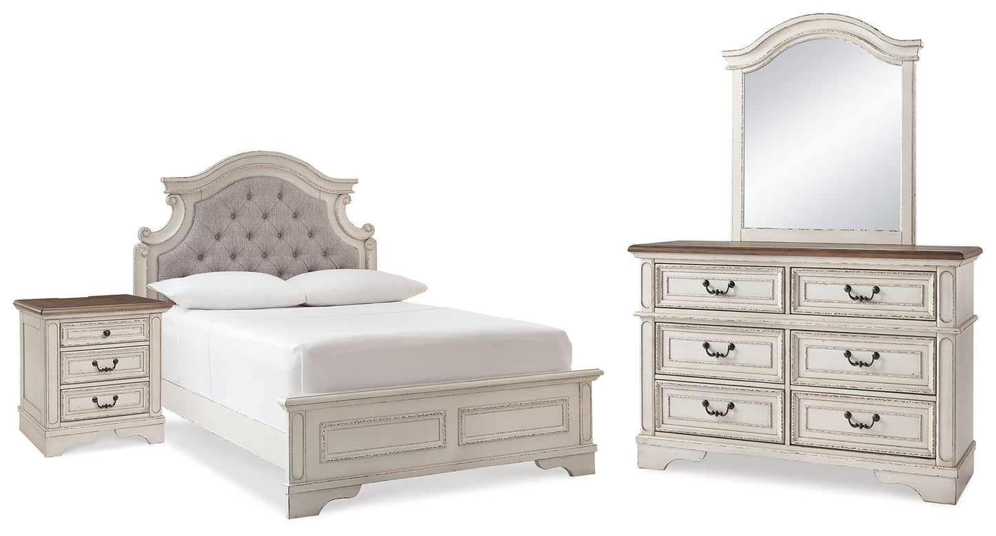 Realyn Two-tone Full Panel Bedroom Set with Dresser, Mirror and Nightstand