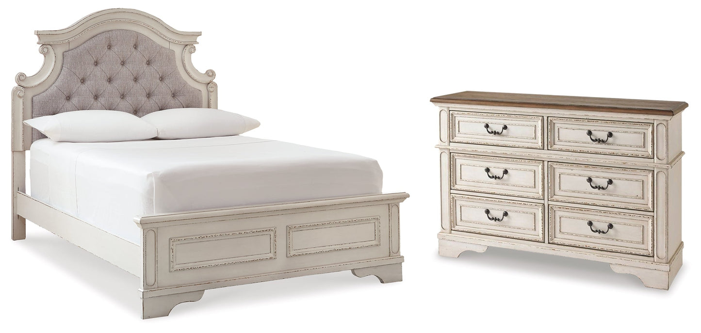 Realyn Two-tone Full Upholstered Panel Bedroom Set with Dresser