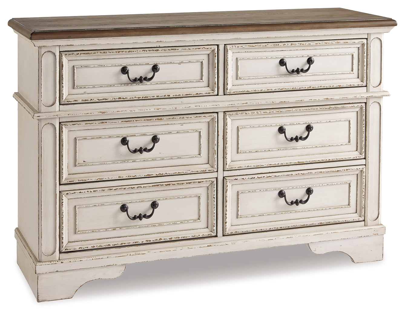 Realyn Chipped White Full Panel Bedroom Set with Dresser and Nightstand