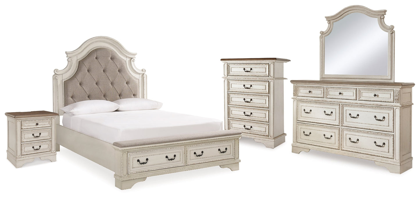 Realyn Two-tone Queen Panel Bedroom Set with Dresser, Mirror, Chest and Nightstand