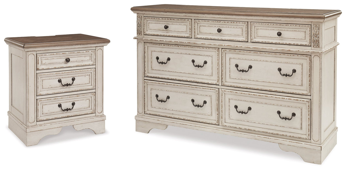 Realyn Two-tone Dresser and 2 Nightstands