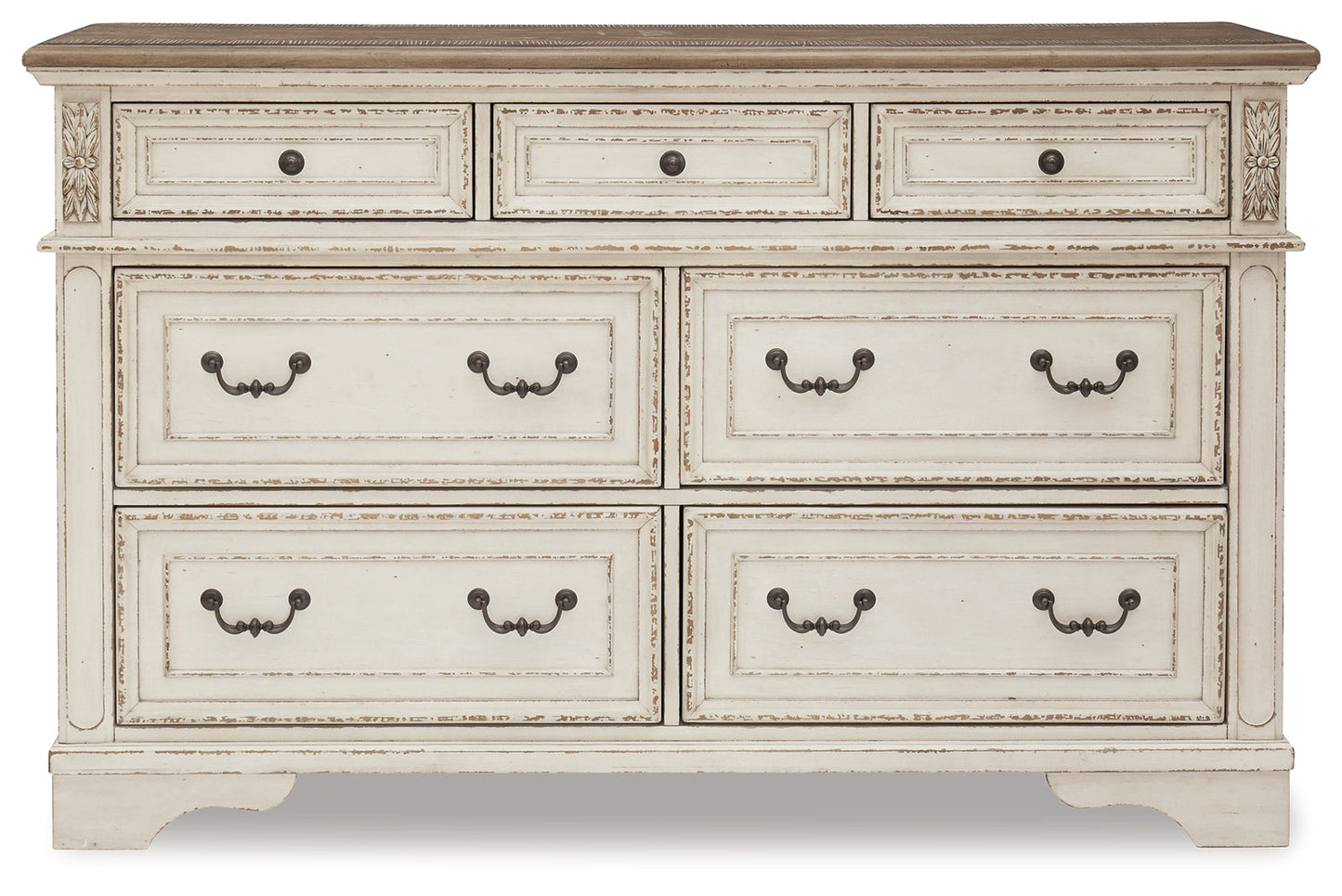 Realyn Two-tone Queen Panel Bedroom Set with Dresser, Chest and 2 Nightstands