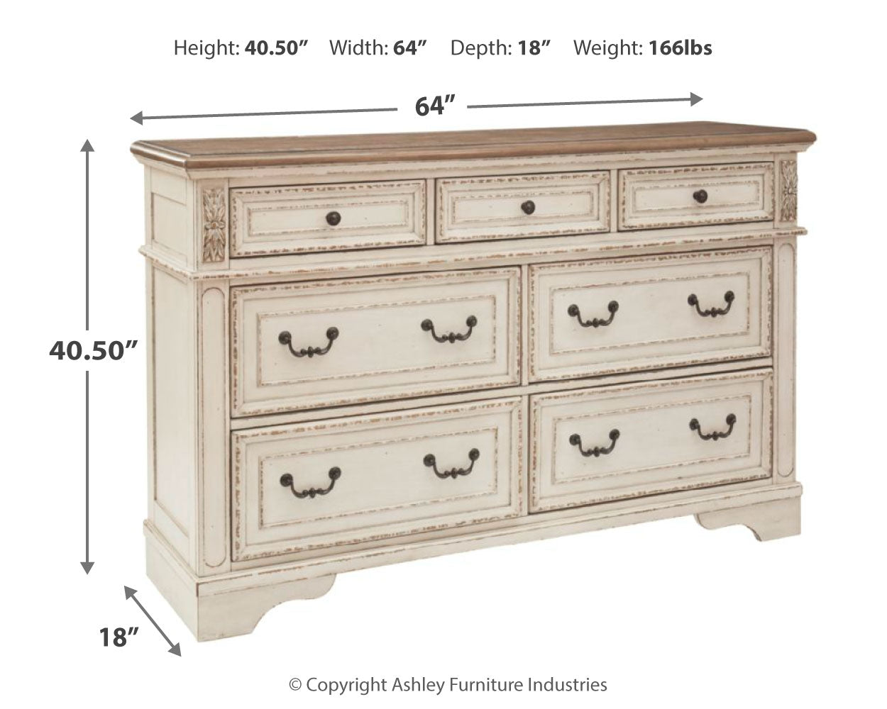 Realyn Two-tone King Upholstered Panel Bedroom Set with Dresser, Chest and Nightstand