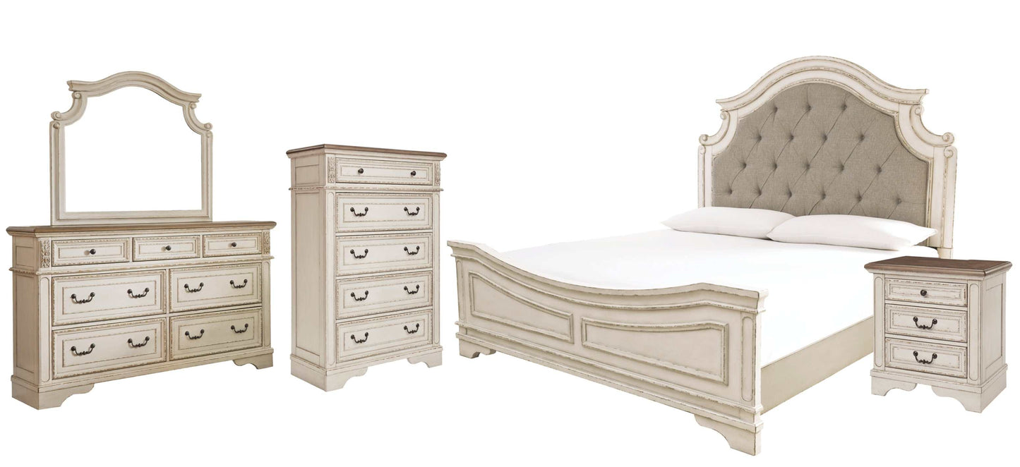 Realyn King Upholstered Panel Bedroom Set / 5pc