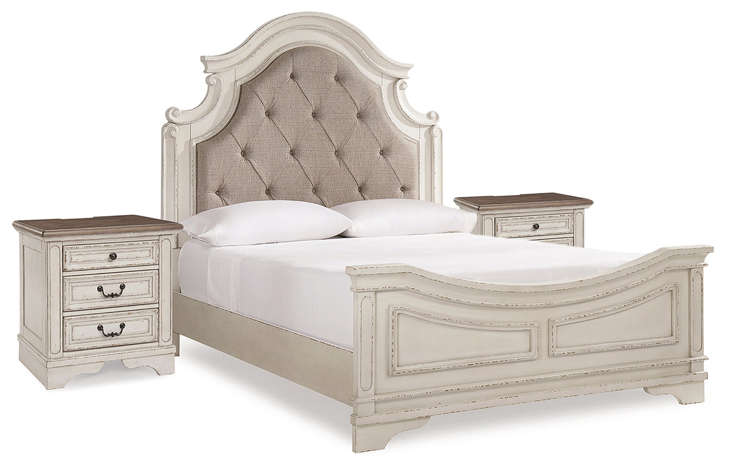 Realyn Queen Upholstered Panel Bedroom Set with 2 Nightstands