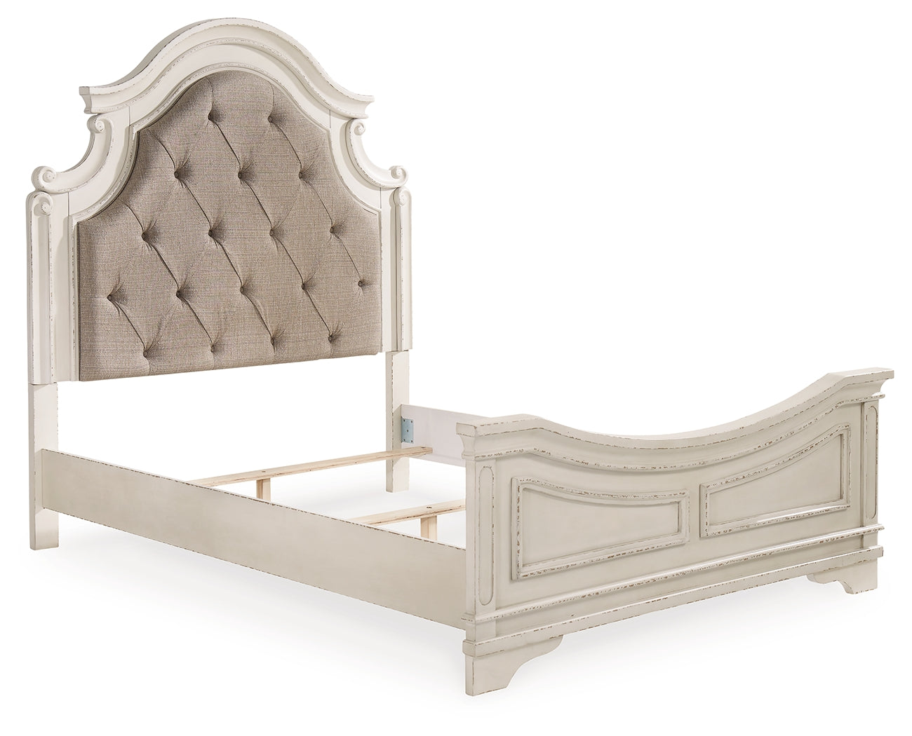 Realyn Two-tone Queen Upholstered Panel Bedroom Set with Dresser and Mirror