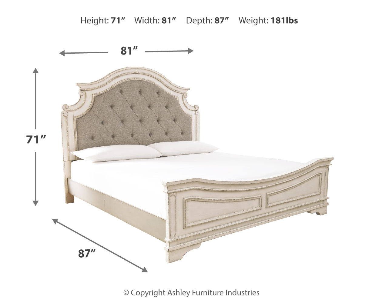 Realyn Two-tone California King Panel Bedroom Set with Dresser, Mirror and Nightstand