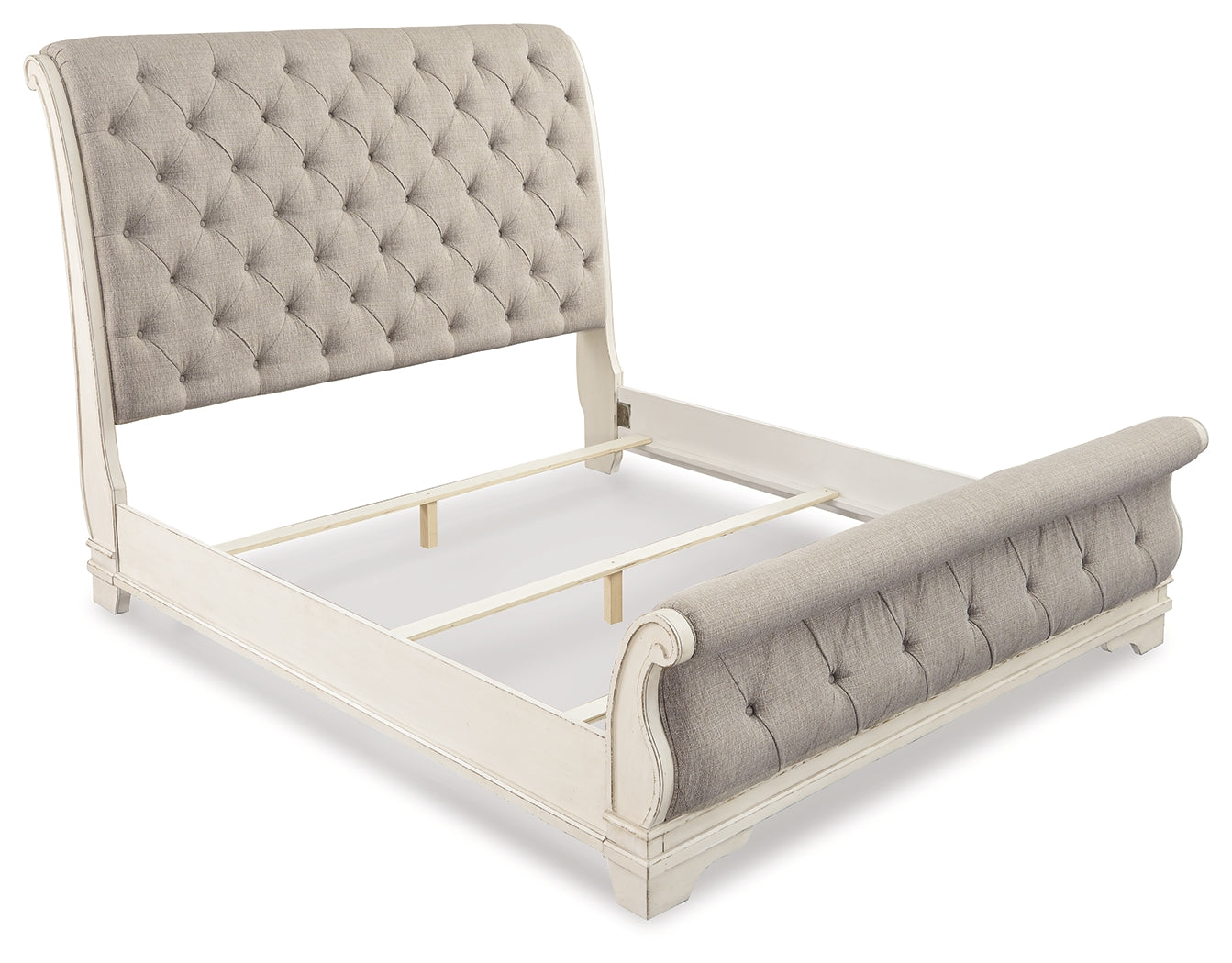 Realyn Two-tone Queen Upholstered Sleigh Bedroom Set with Chest