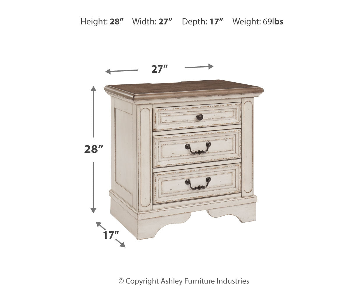 Realyn Two-tone Queen Upholstery Panel Bedroom Set with Dresser, Mirror and Nightstand