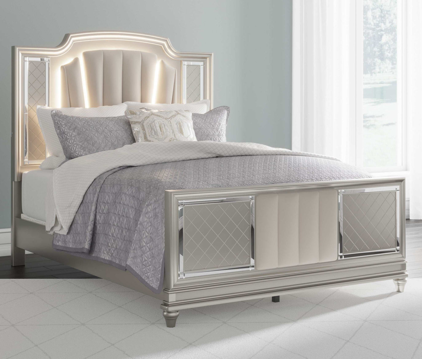 Chevanna Platinum Queen Upholstered Panel Bedroom Sets