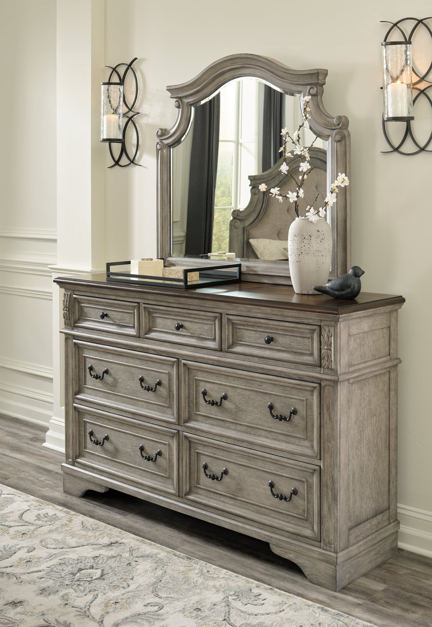 Lodenbay Antique Gray/Brown Dresser and Mirror