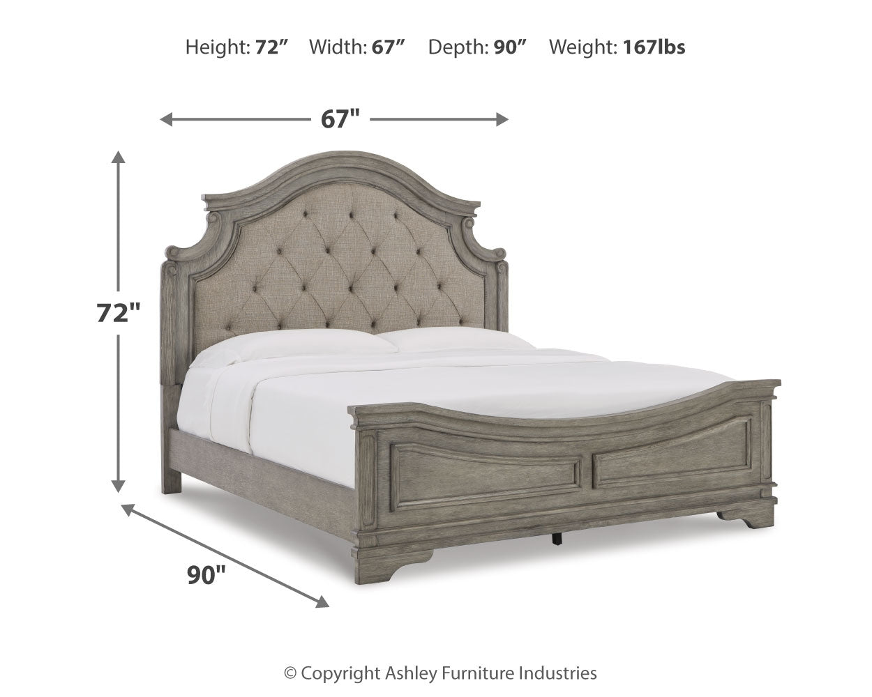 Lodenbay Queen Upholstered Panel Bedroom Set with Dresser, Mirror and 2 Nightstands