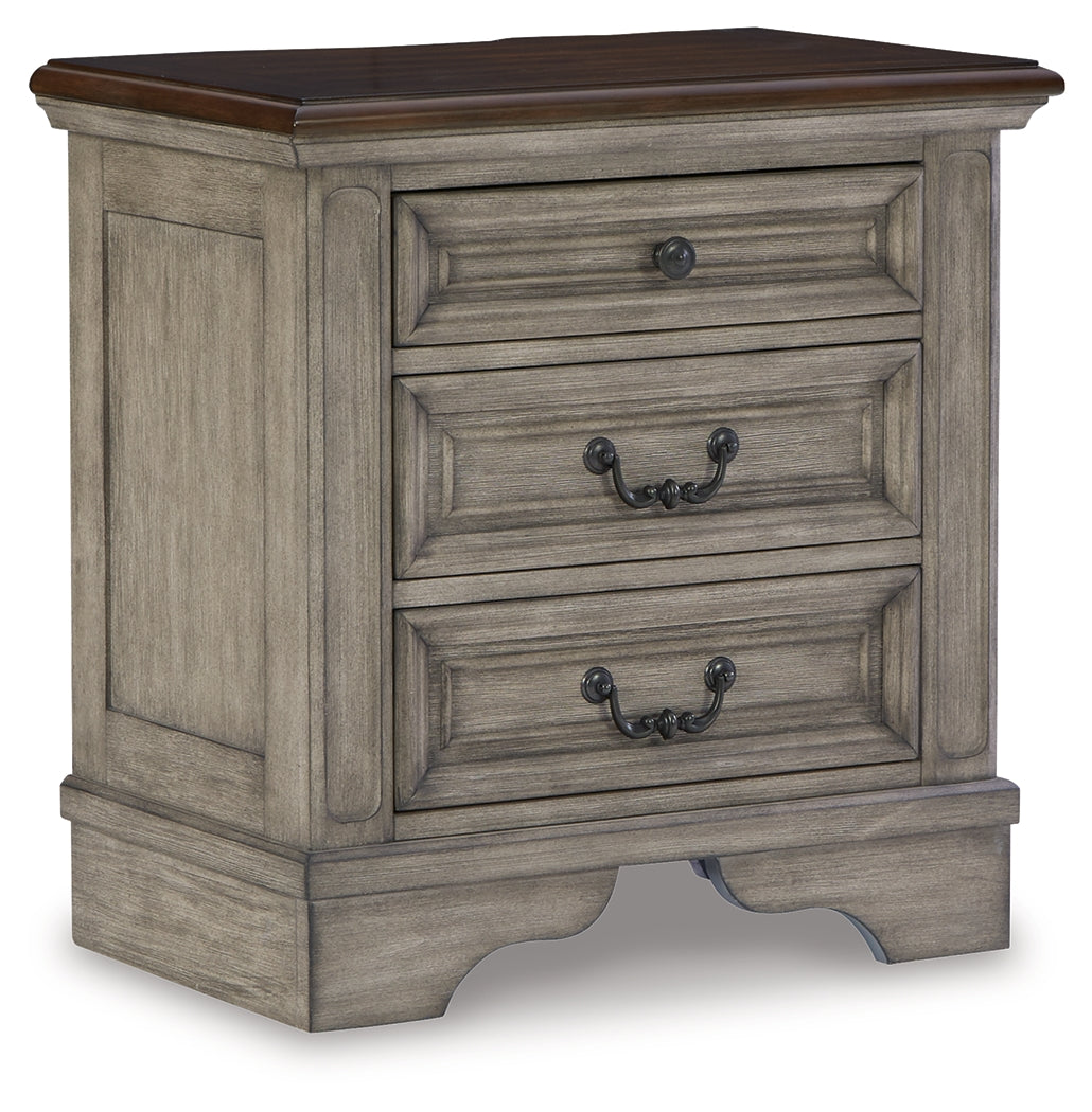 Lodenbay Gray Queen Upholstered Panel Bedroom Set with Dresser, Mirror, Chest and Nightstand