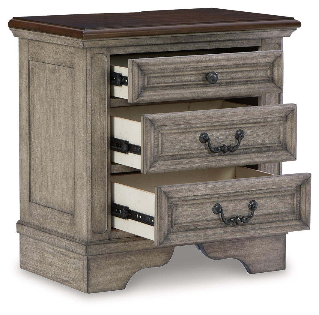 Lodenbay Gray Queen Upholstered Panel Bedroom Set with Dresser, Mirror, Chest and Nightstand