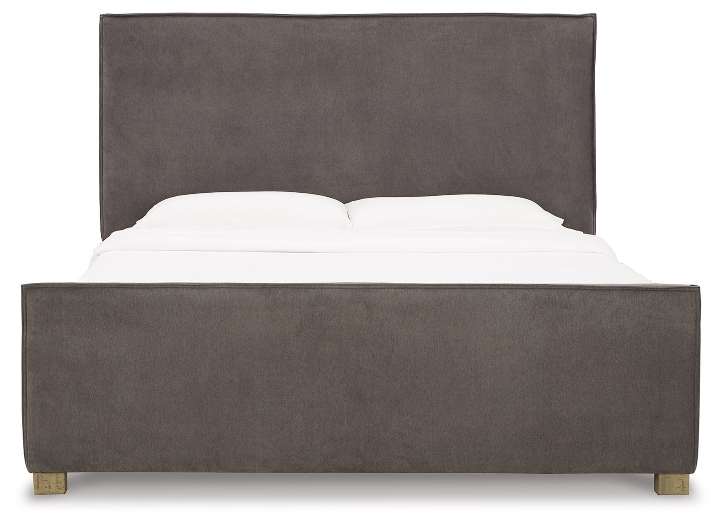 Krystanza Weathered Gray Queen Upholstered Panel Bed