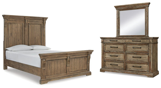 Markenburg Brown Queen Panel Bedroom Set with Mirrored Dresser