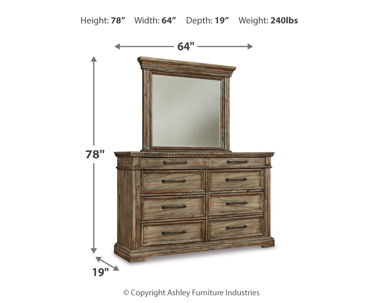 Markenburg Brown Queen Panel Bedroom Set with Mirrored Dresser