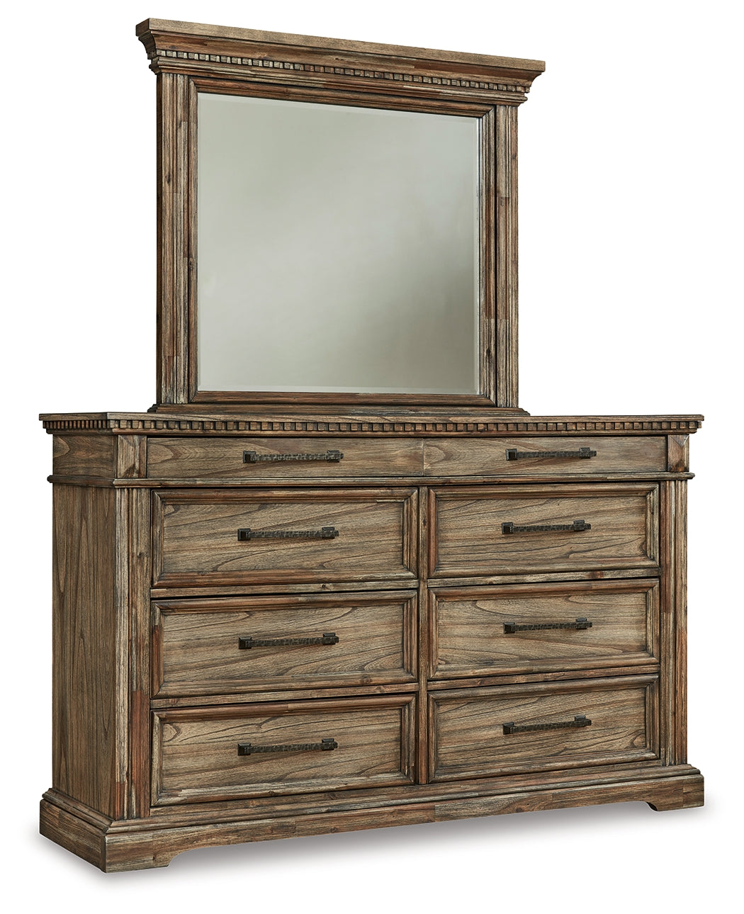 Markenburg Brown Queen Panel Bedroom Set with Mirrored Dresser