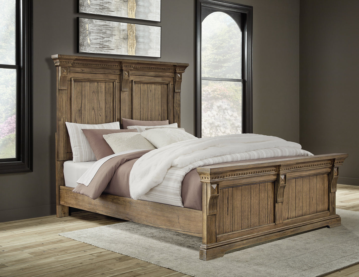 Markenburg Brown Queen Panel Bedroom Set with Mirrored Dresser