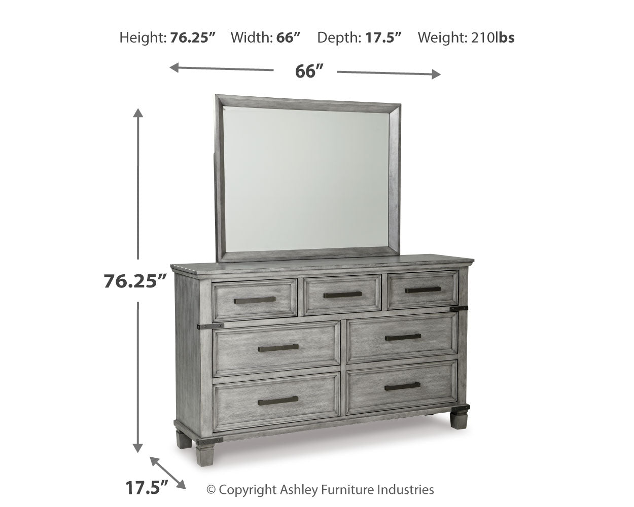 Russelyn Gray Queen Panel Storage Bedroom Set with Dresser, Mirror and Nightstand